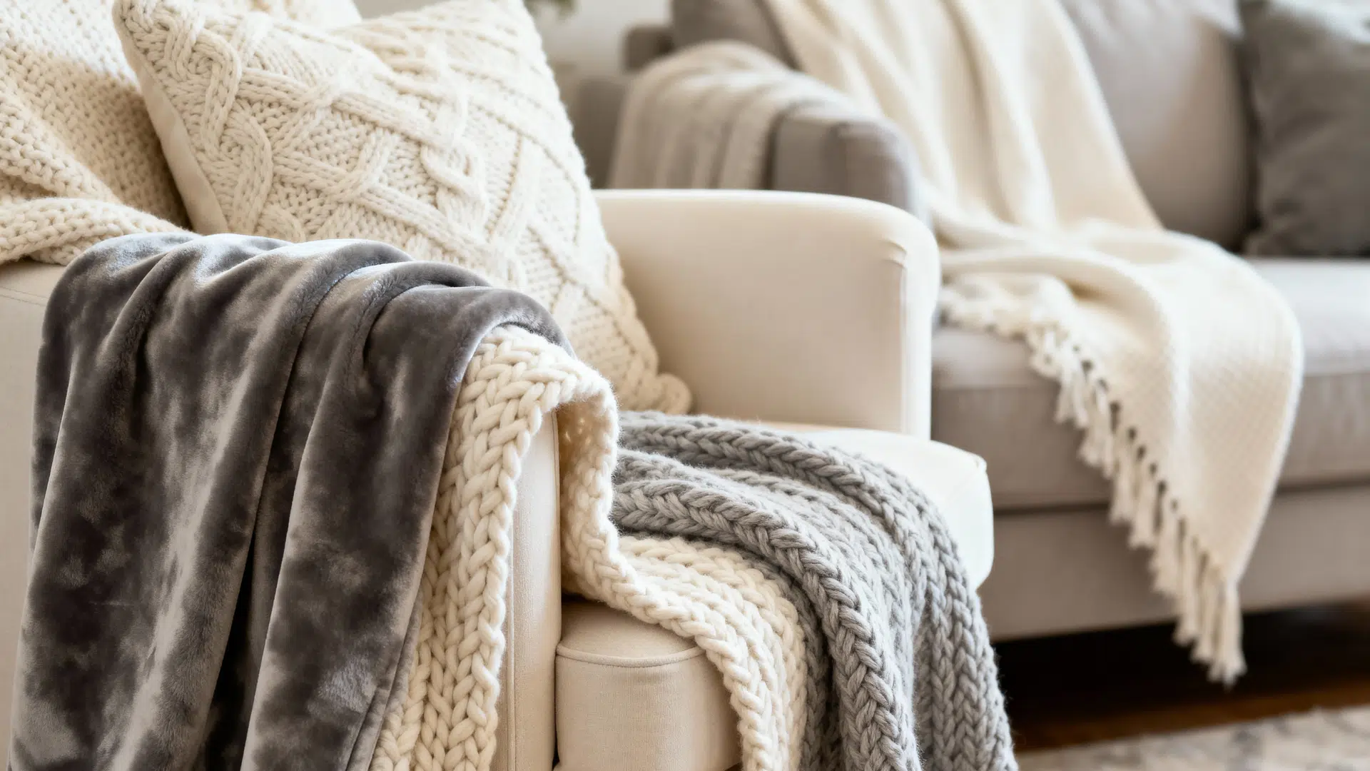 add texture through throw blankets