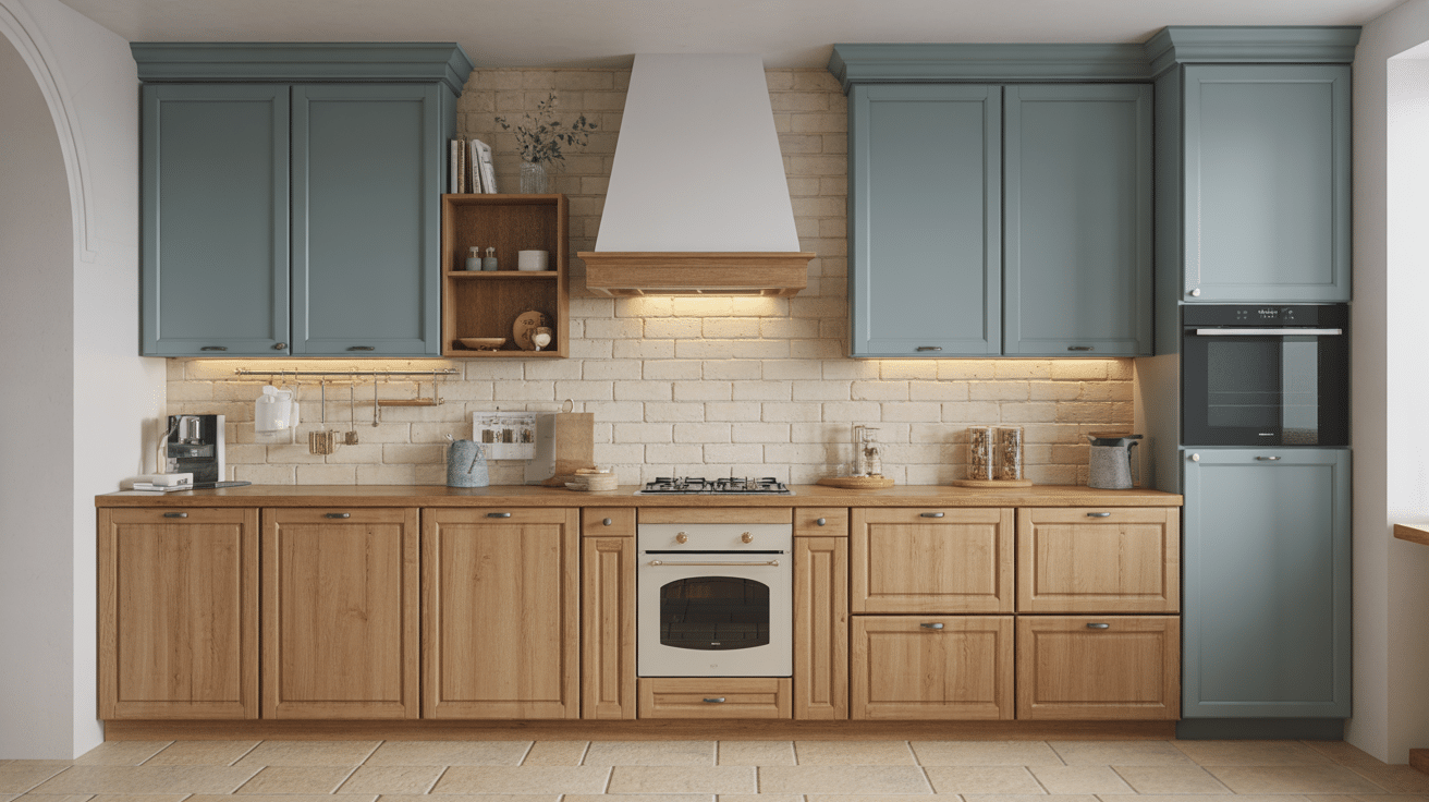 all wood lowers with painted uppers