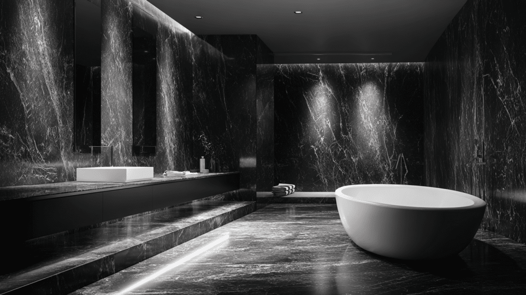 black and white bathroom