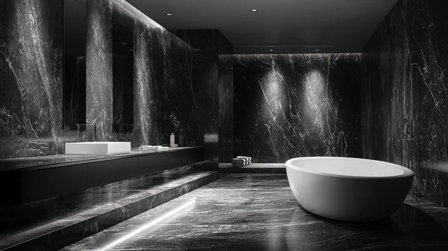 black and white bathroom
