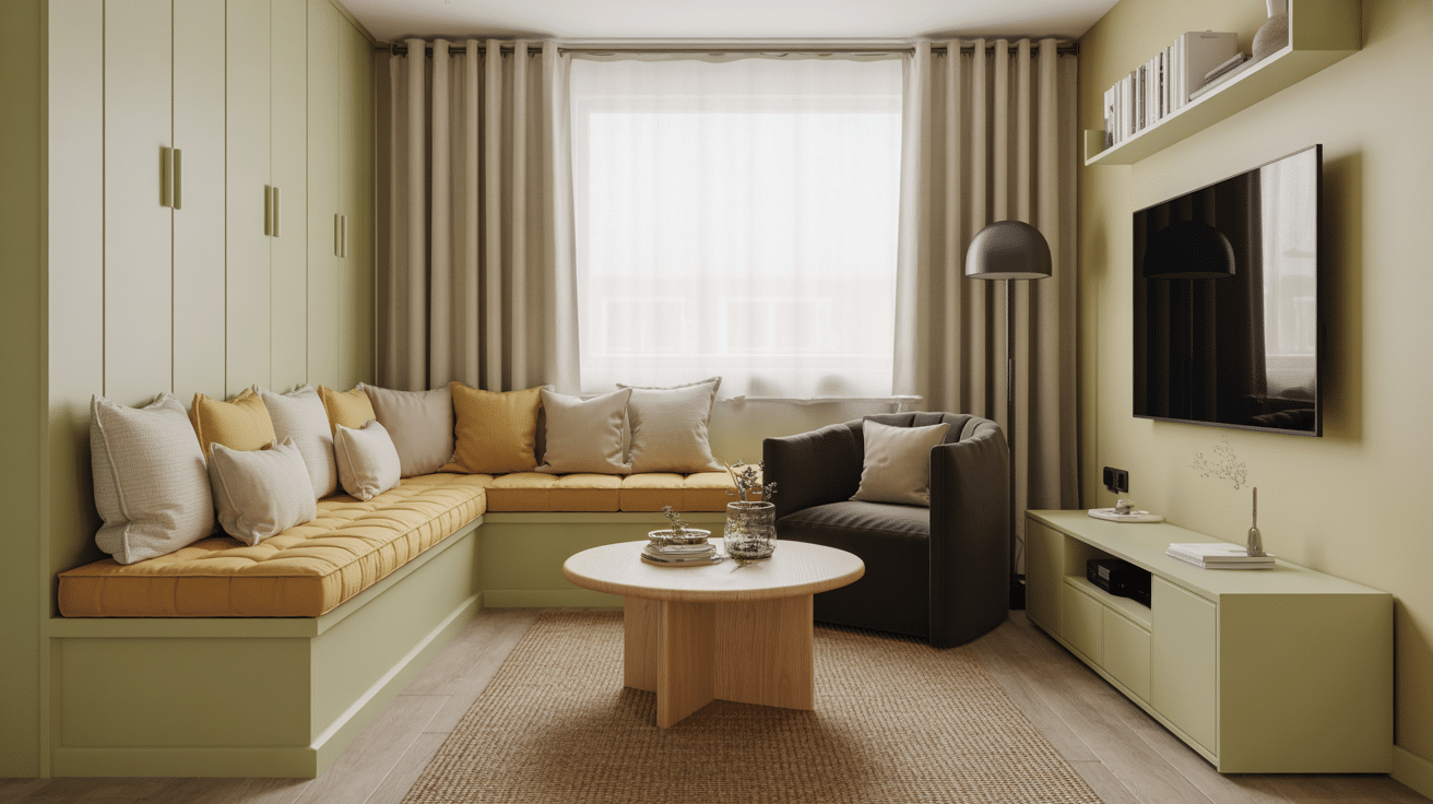 built in bench seating in tight corners