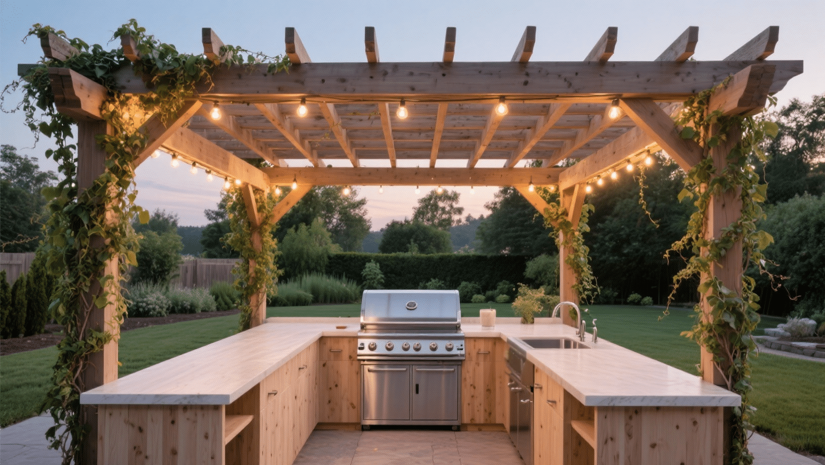 classic pergola with grill station