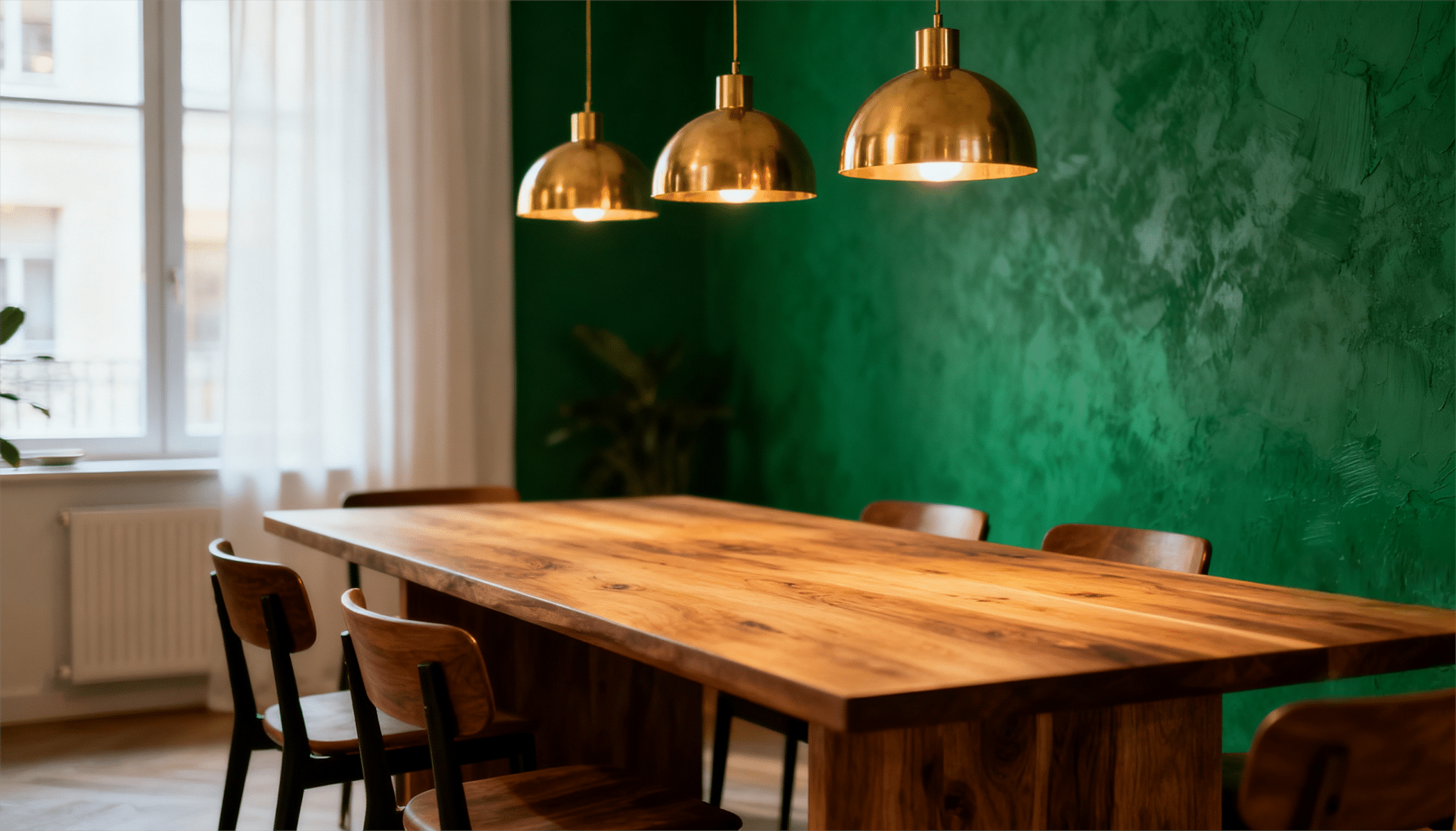 emerald green feature wall