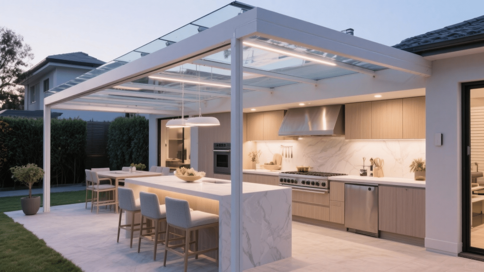 glass roofed modern space