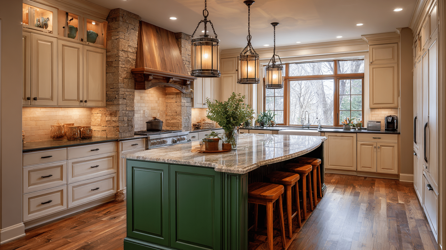 green island paired with neutral cabinets