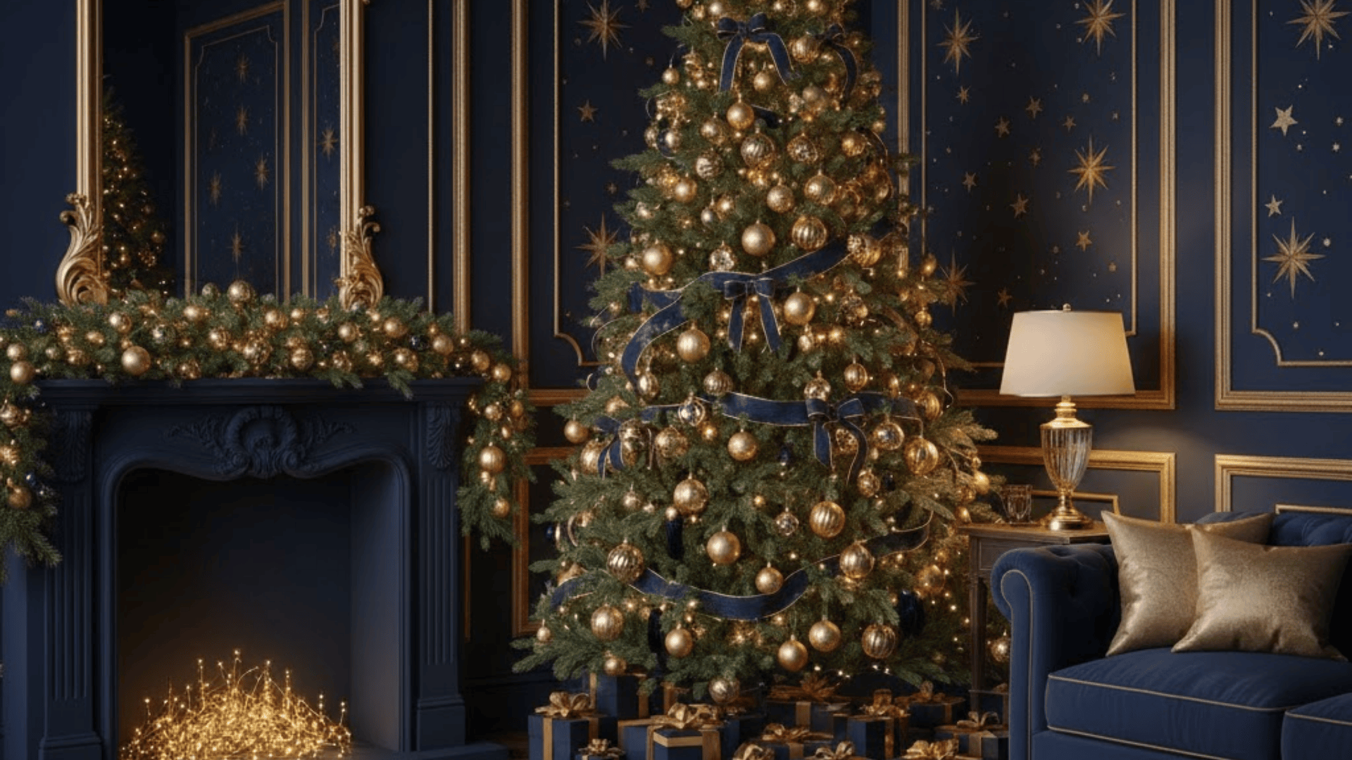 Midnight Blue Christmas Theme Background