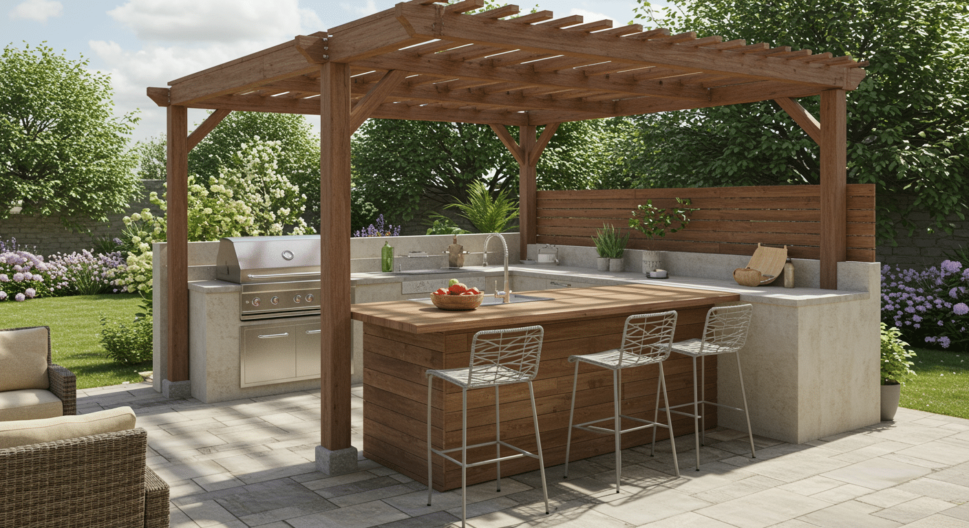island grill with overhead pergola