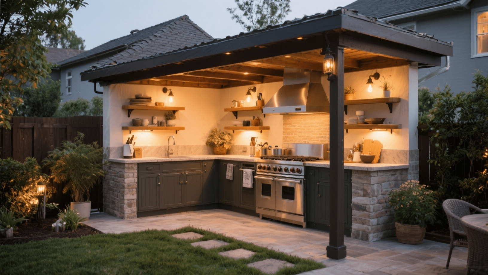 l shaped layout with corner cover