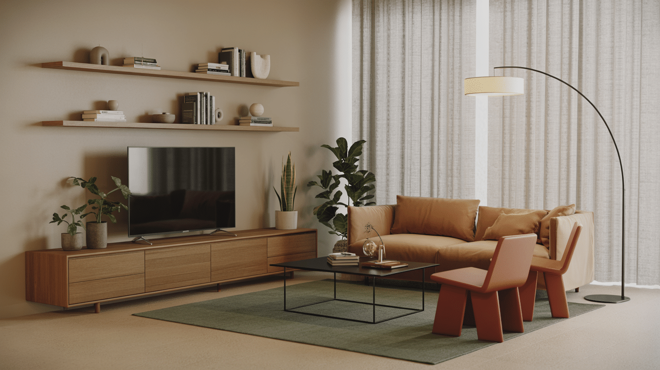 layout with a simple media wall