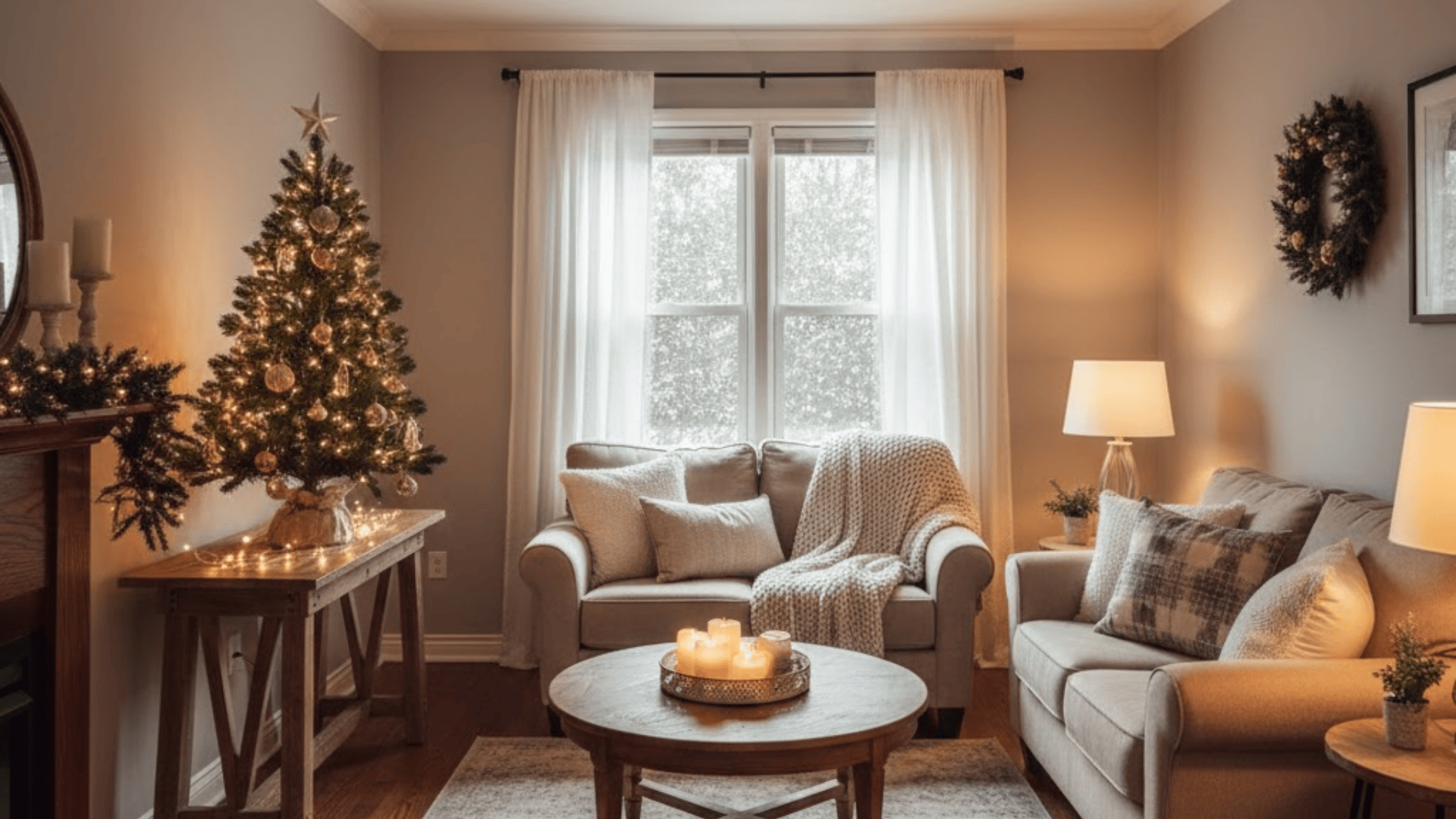 living room cozy christmas decoration idea
