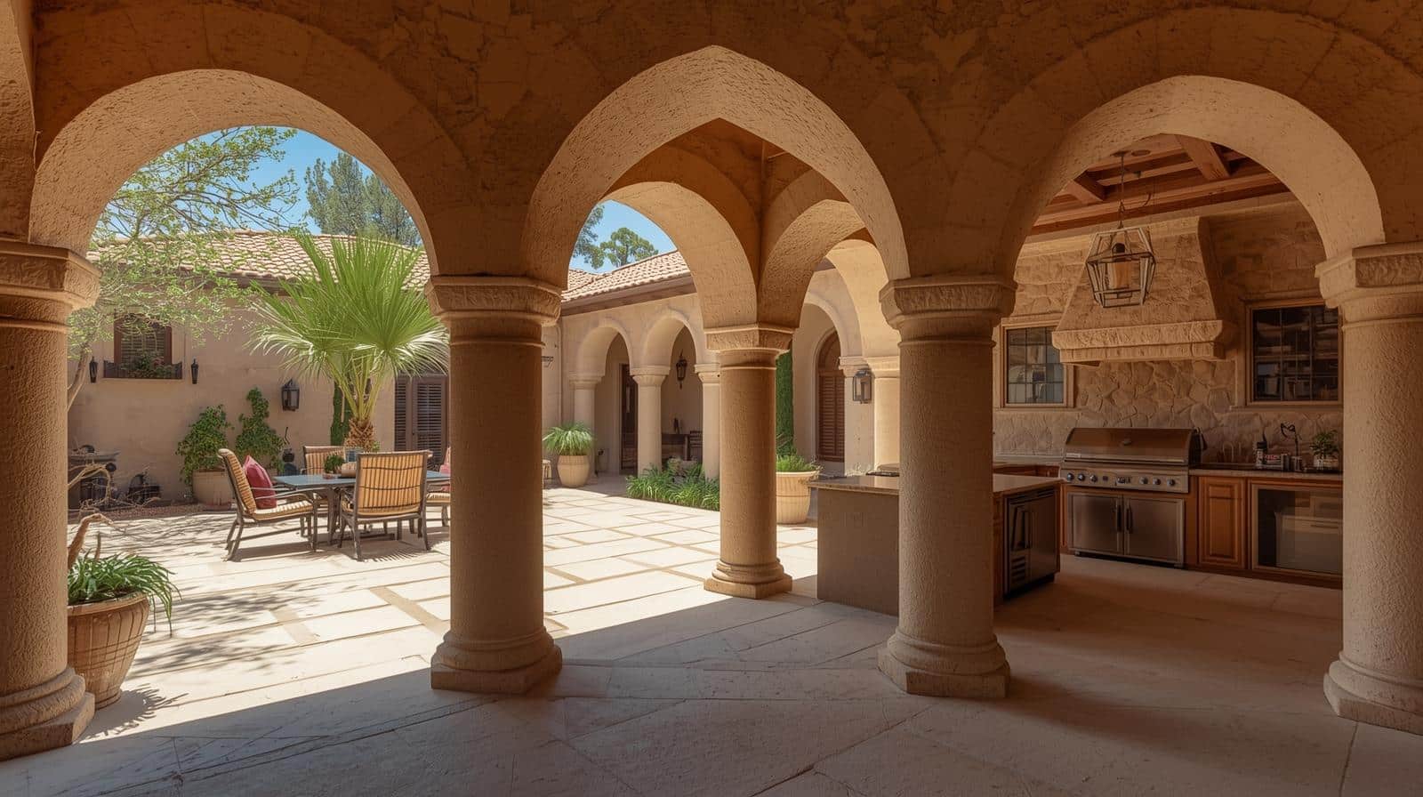 mediterranean stucco covered kitchen