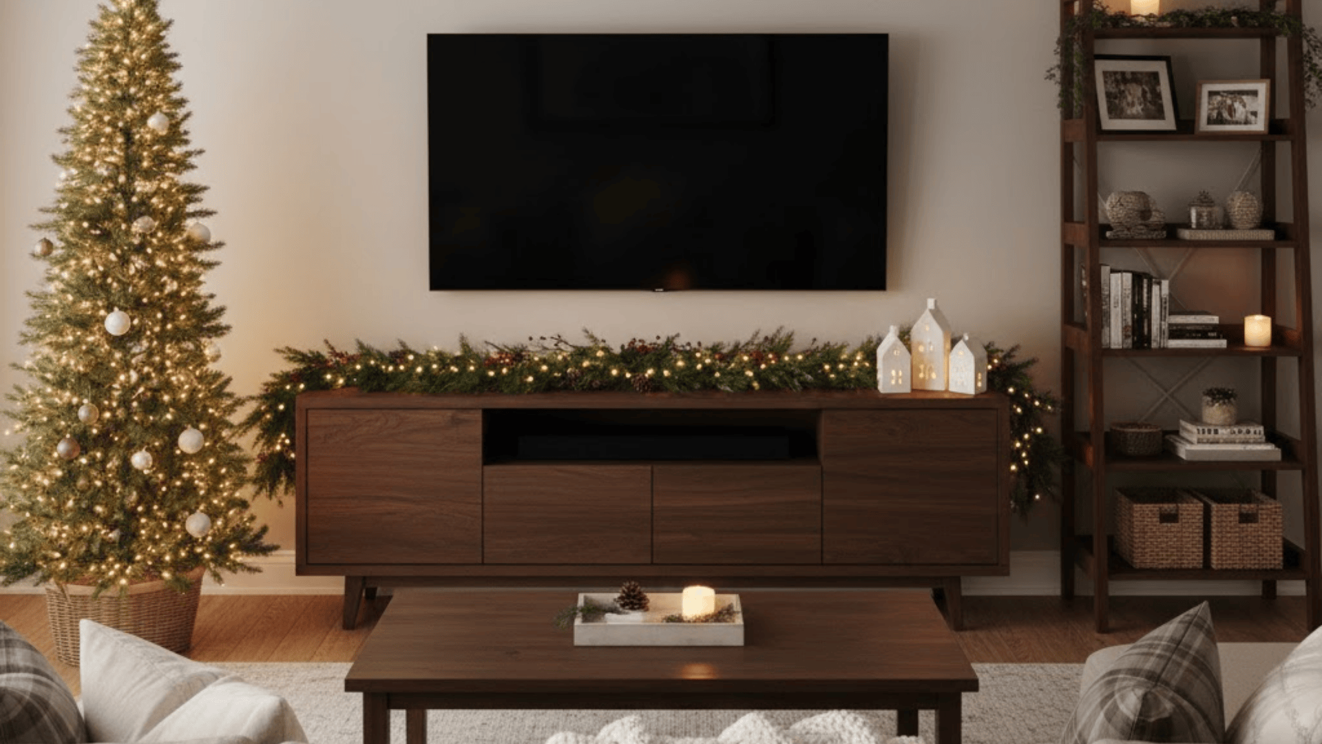 modern living room christmas decoration