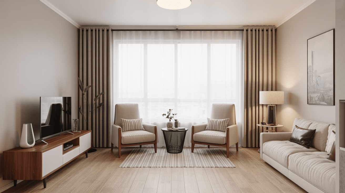 side by side chairs under a window