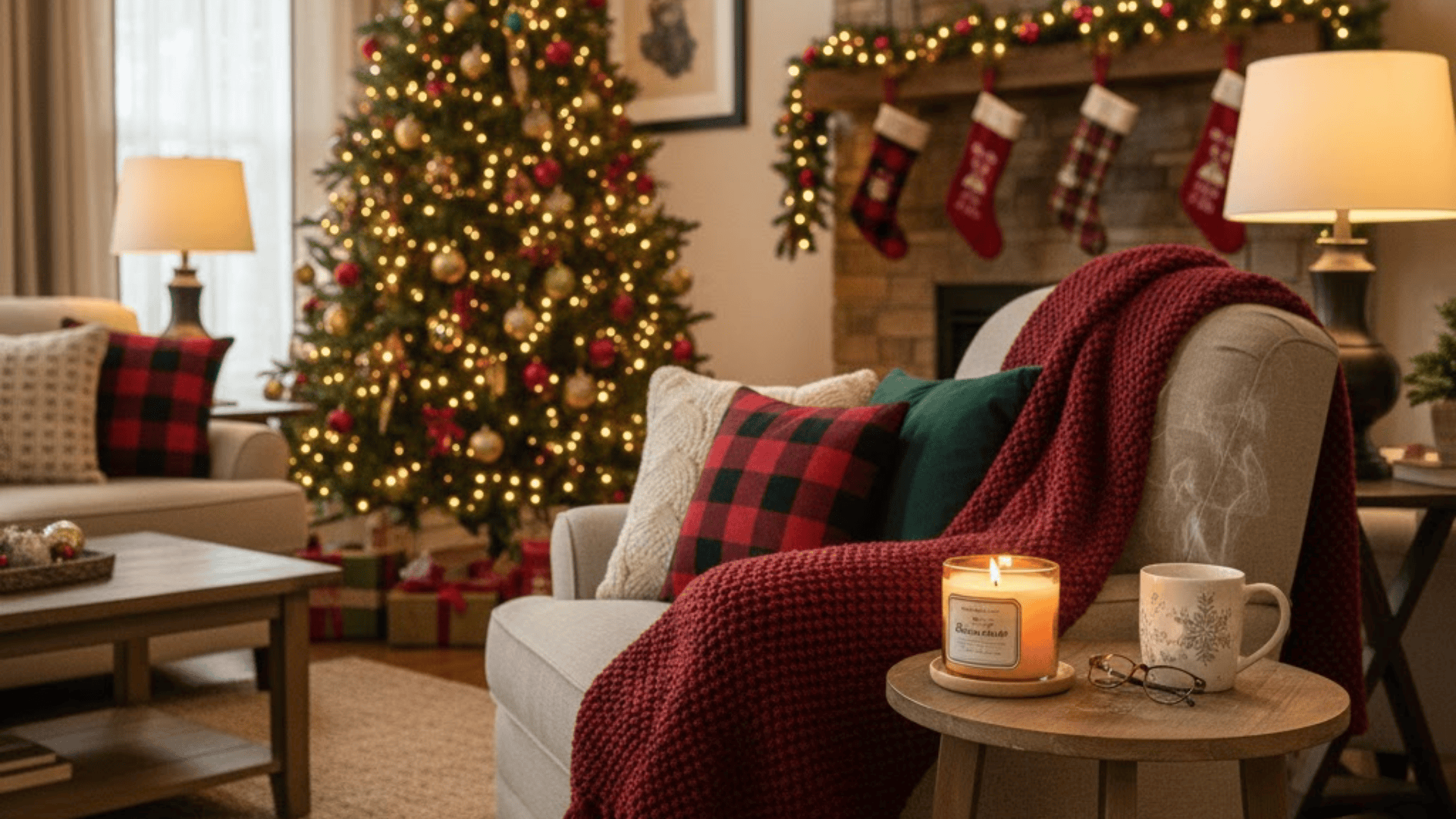 simple living room cozy christmas decoration