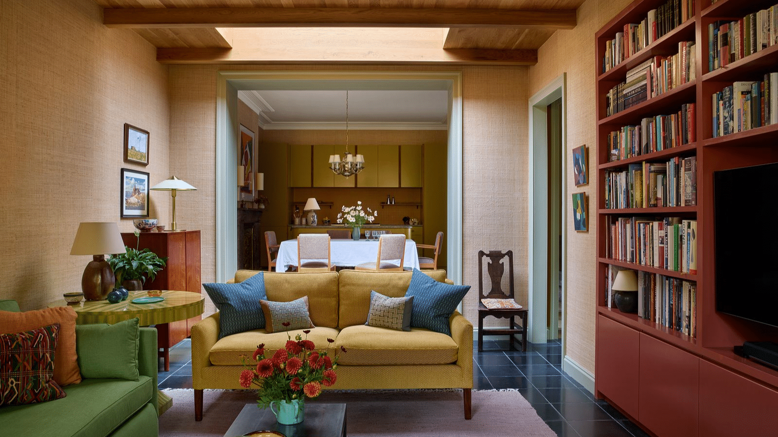 tall shelves to keep the floor clear