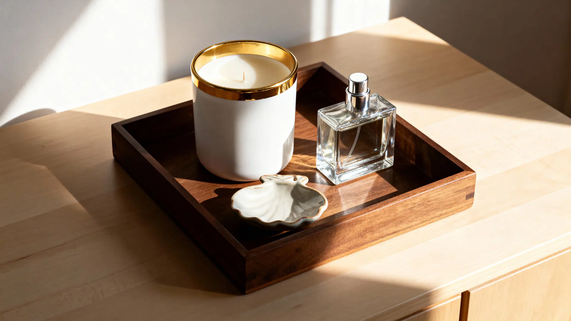use decorative trays to organize
