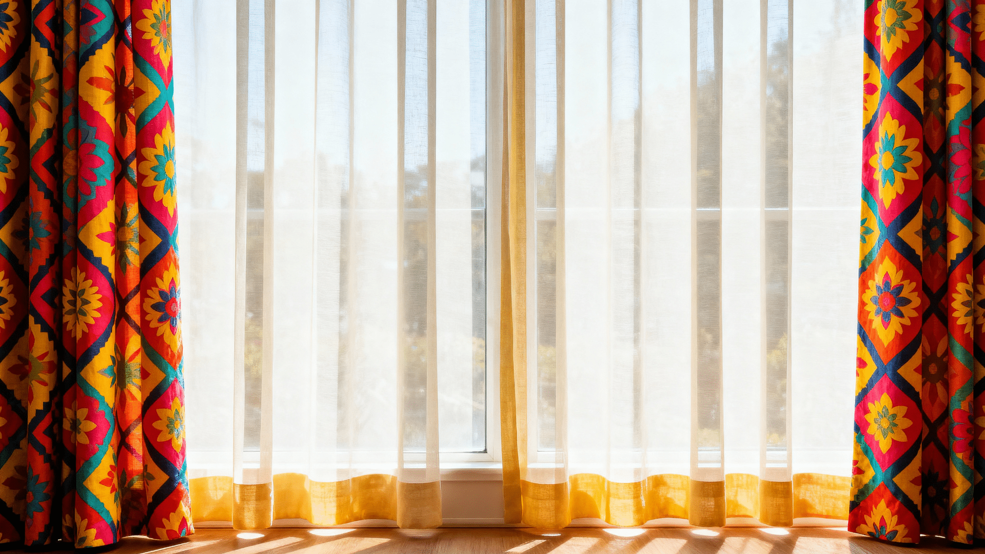 use patterned curtains or drapes