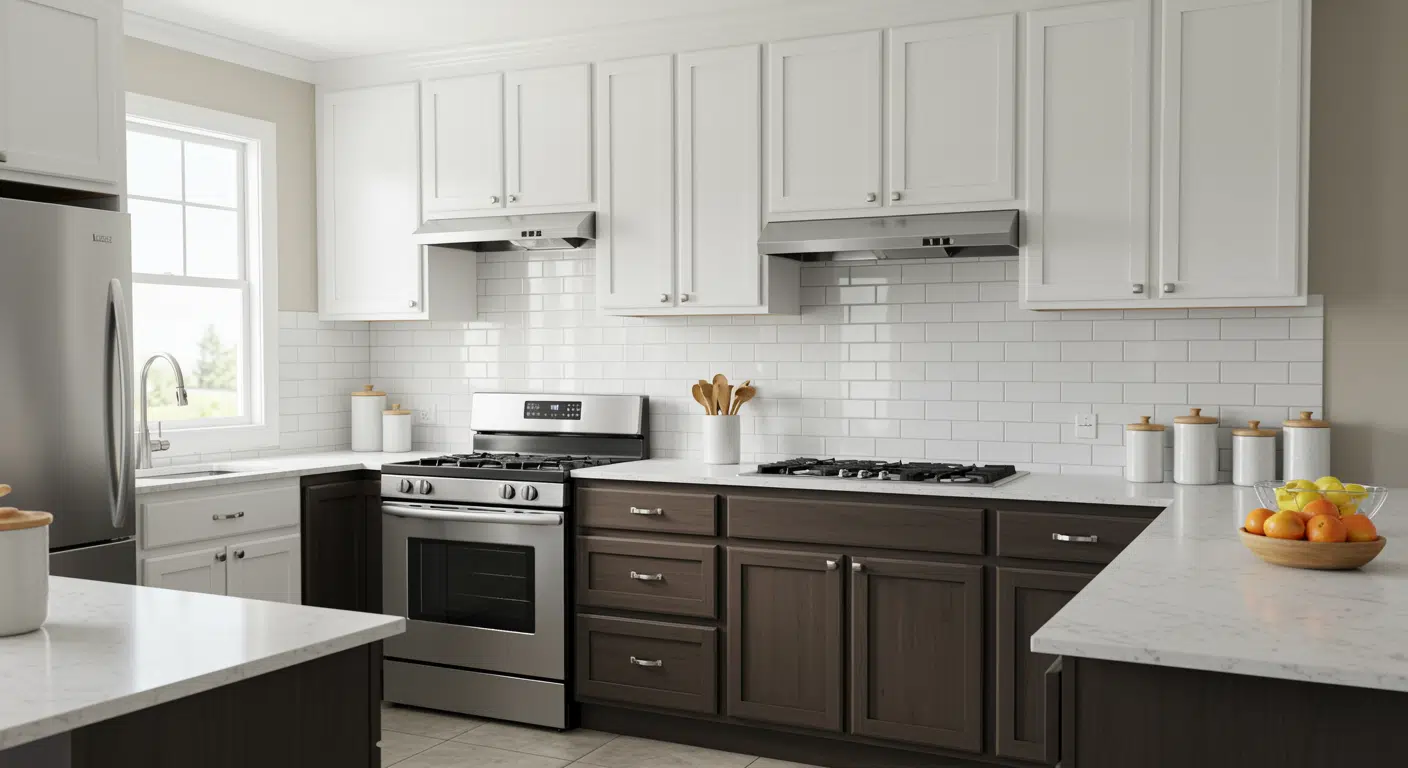 white uppers with espresso lowers