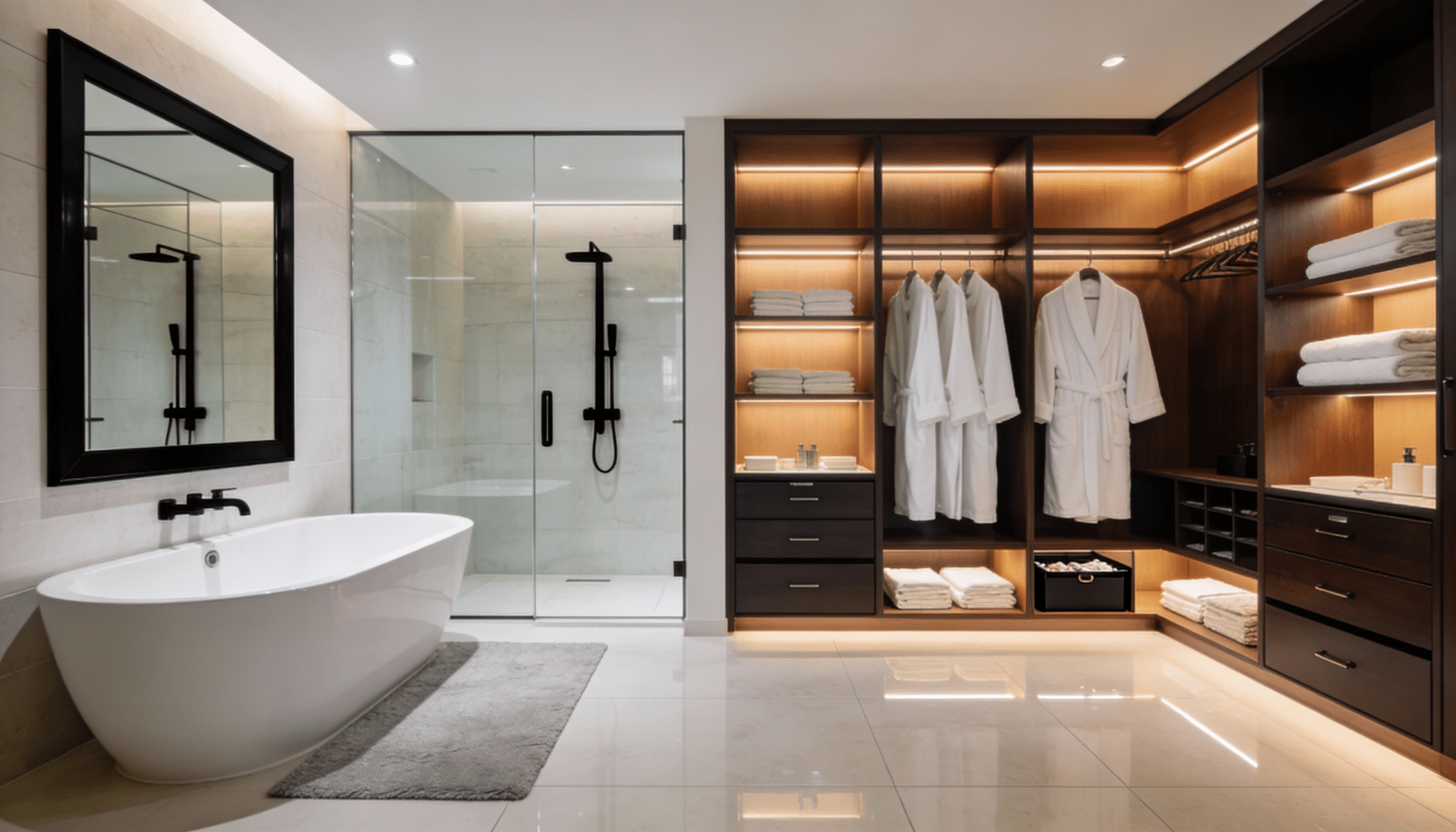 closet and bathroom connected layout