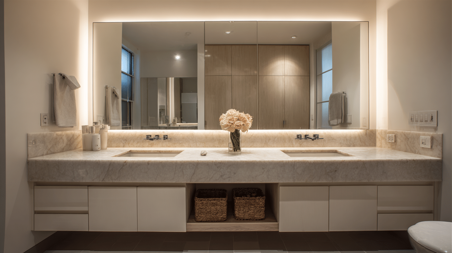 long single vanity with extra counter space