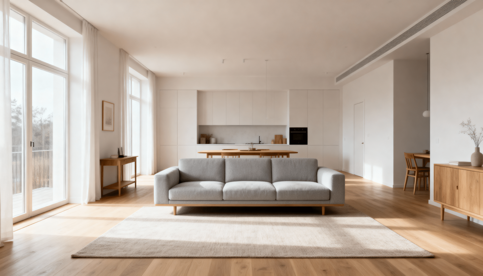 open and airy furniture layout