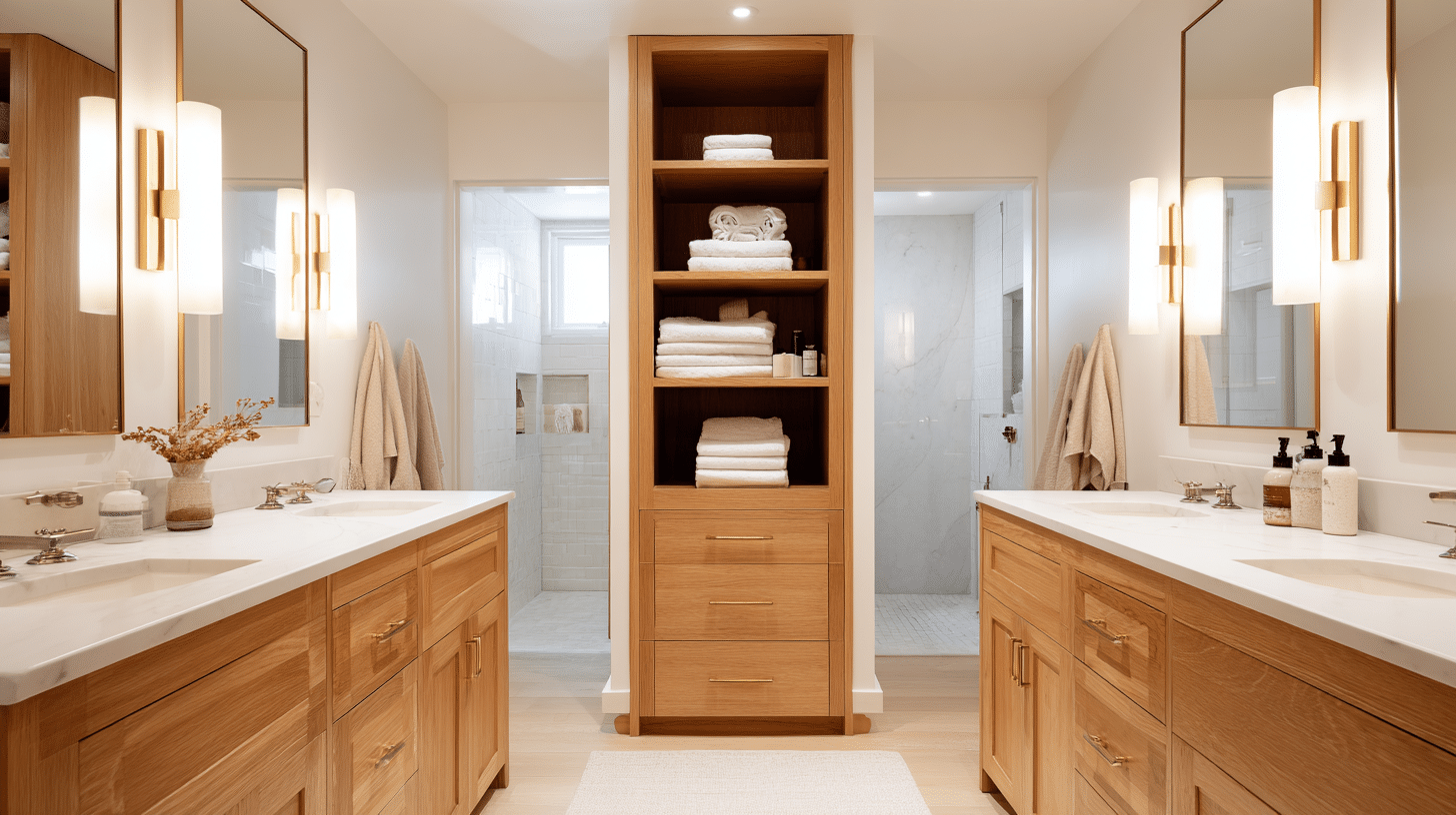 separate his and her vanities on opposite walls