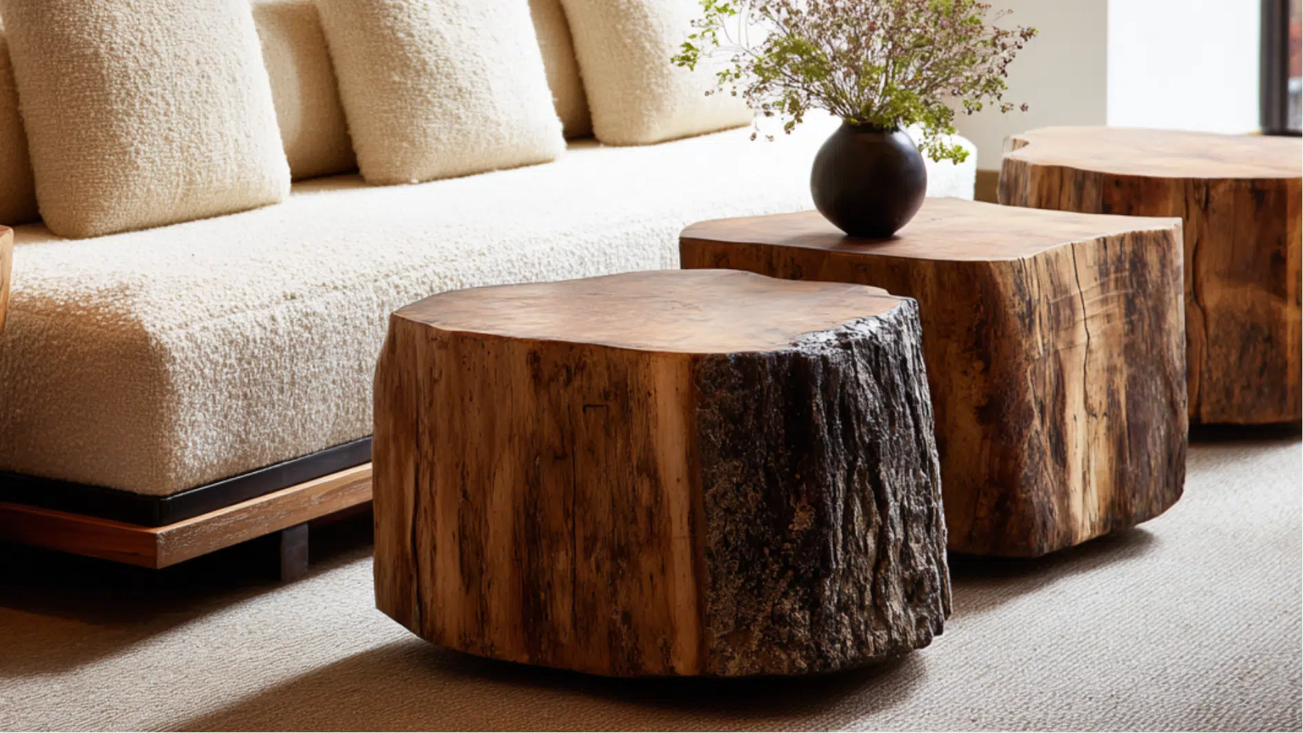 solid slab stools used as seating or side pieces
