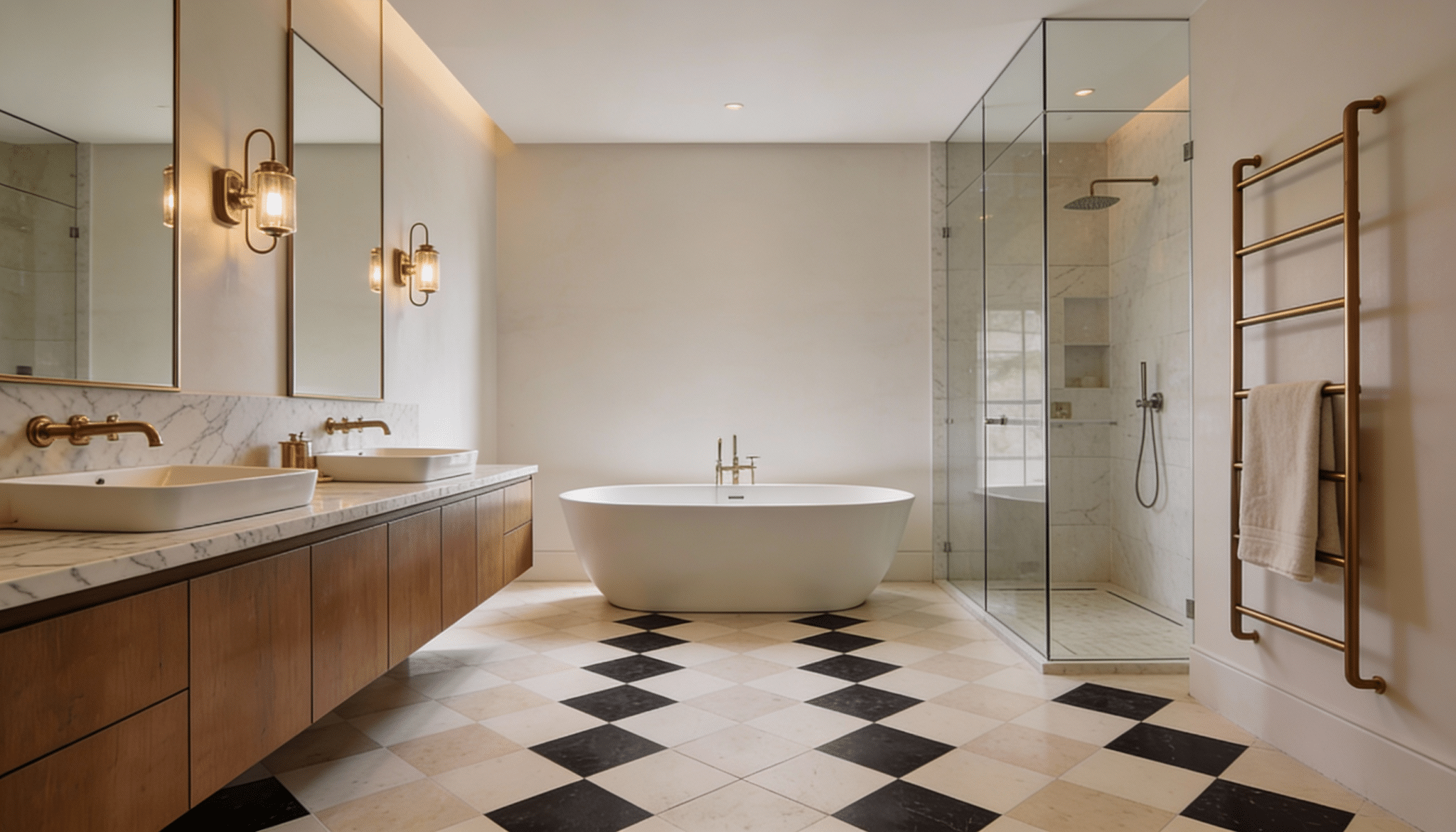 u shaped master bathroom layout