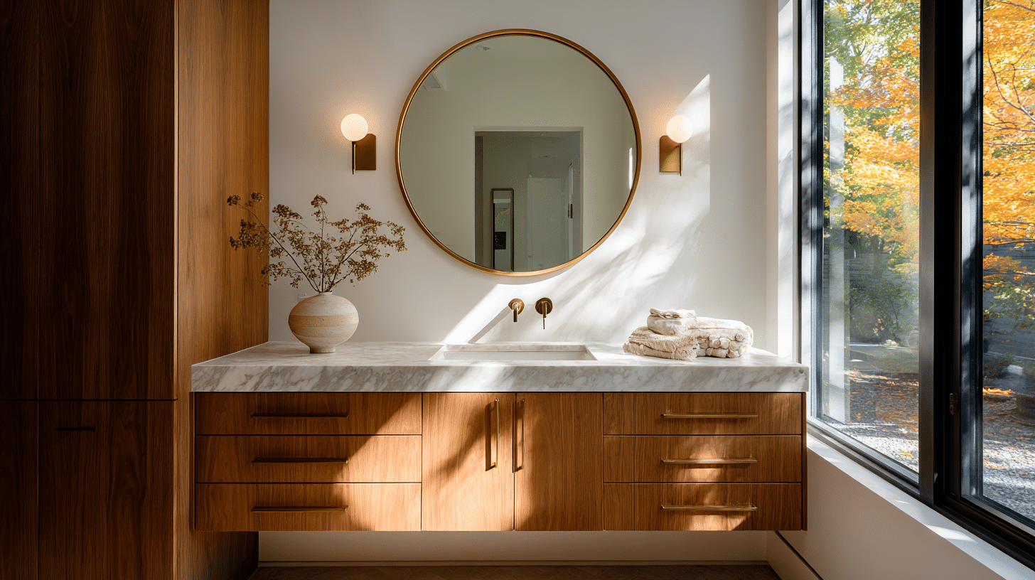 vanity next to a window for better light