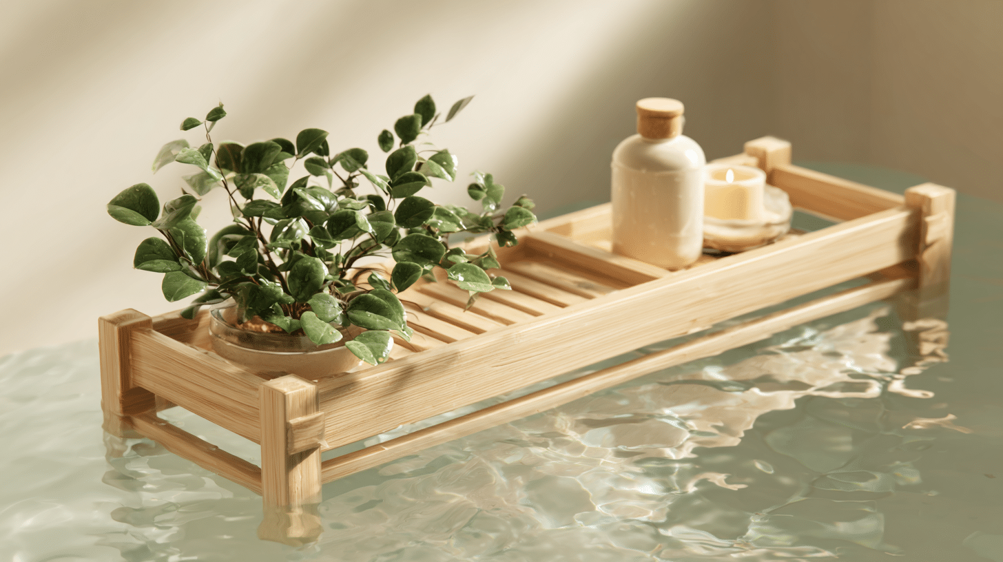 wooden bath caddy