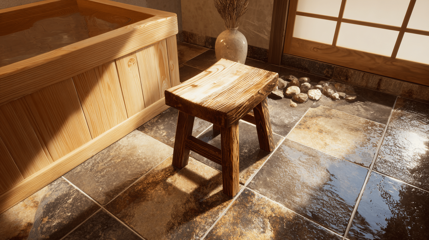 wooden bath stool