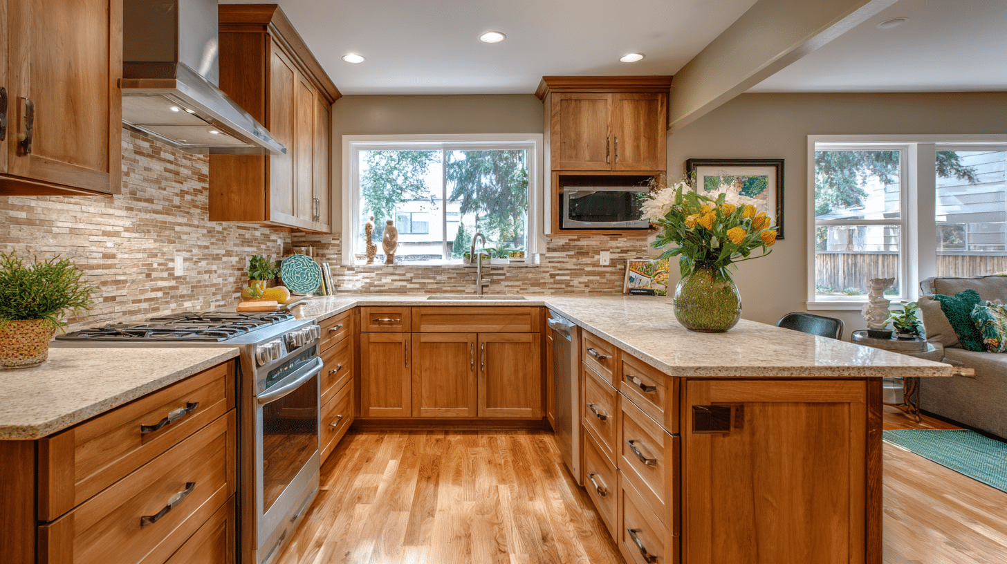 u shaped kitchen open on one side