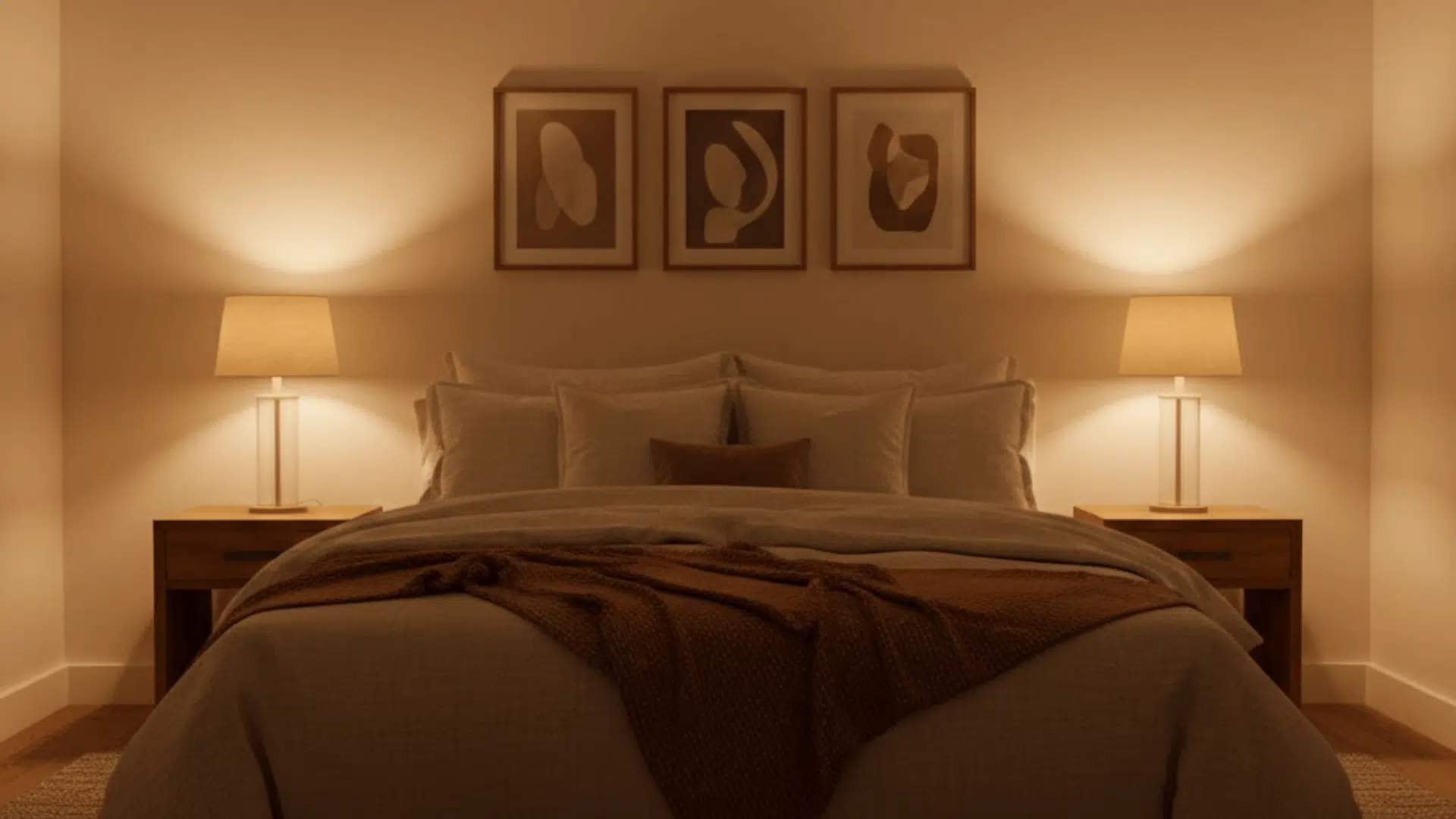 warm cozy aesthetic bedroom for family