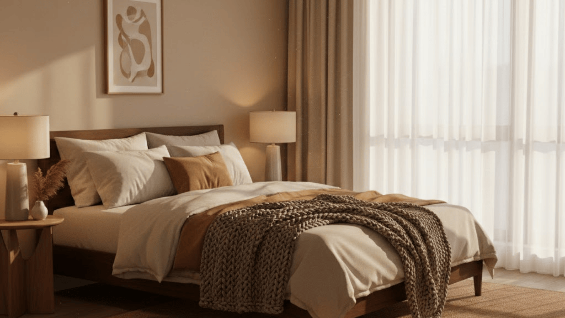 warm cozy aesthetic bedroom