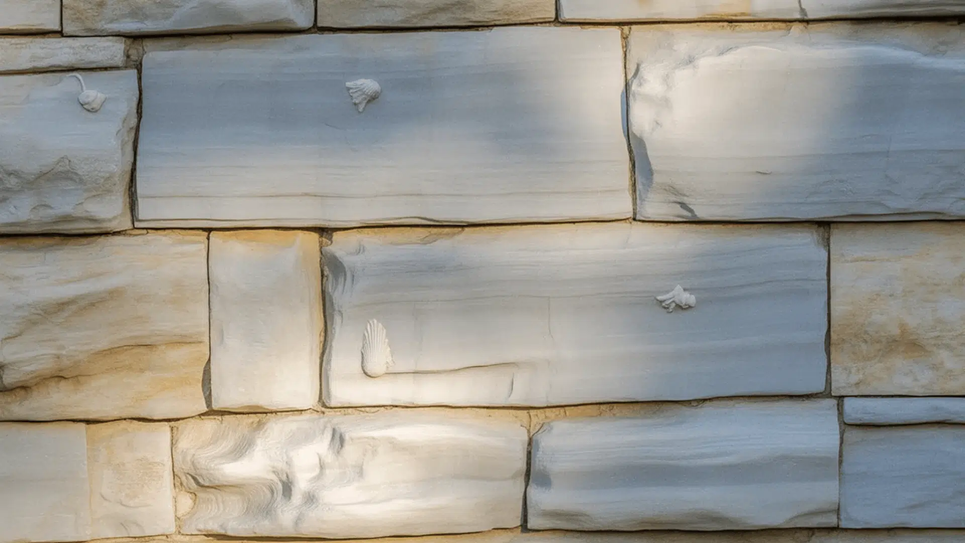 A textured stone wall featuring a variety of shapes and sizes of natural stone patterns and colors