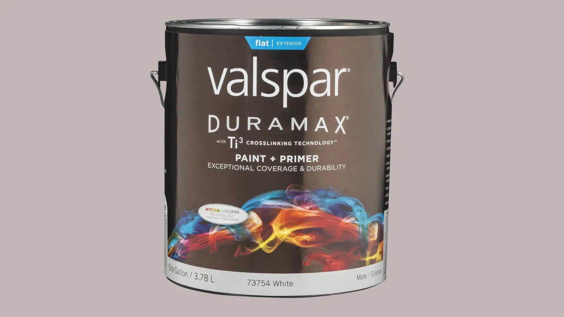 Valspar Duramax Exterior Paint can, showcasing its vibrant color and durable finish for outdoor surfaces
