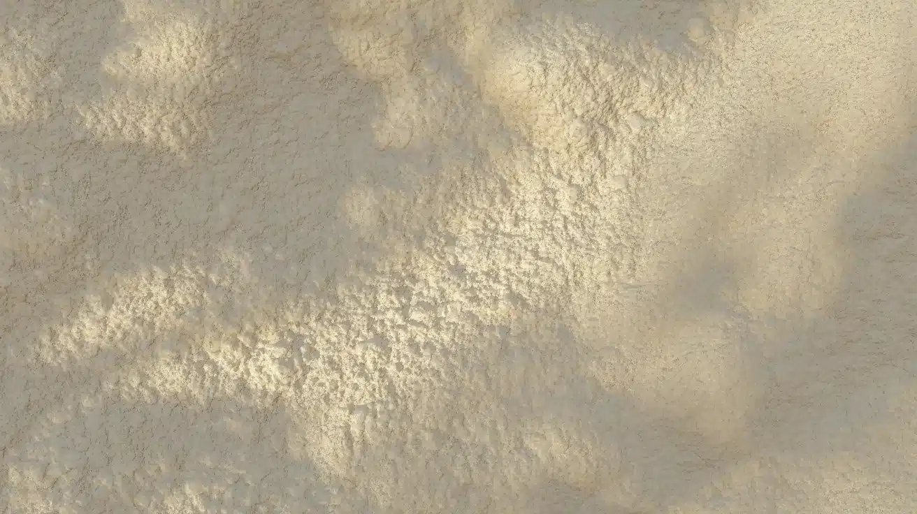 Close-up texture of light tan, fine powder with subtle shadows suggesting a rippled or piled surface