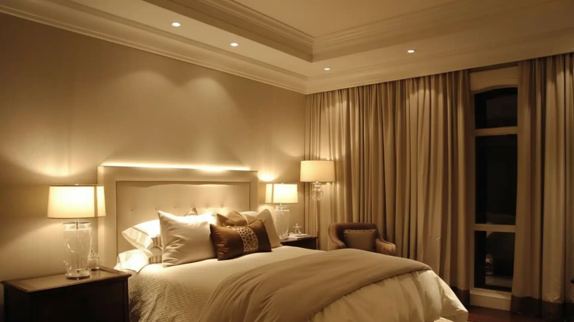 tan walls and warm lamps create soft glow in this comfortable room for rest cozy bedroom lighting ideas for your home