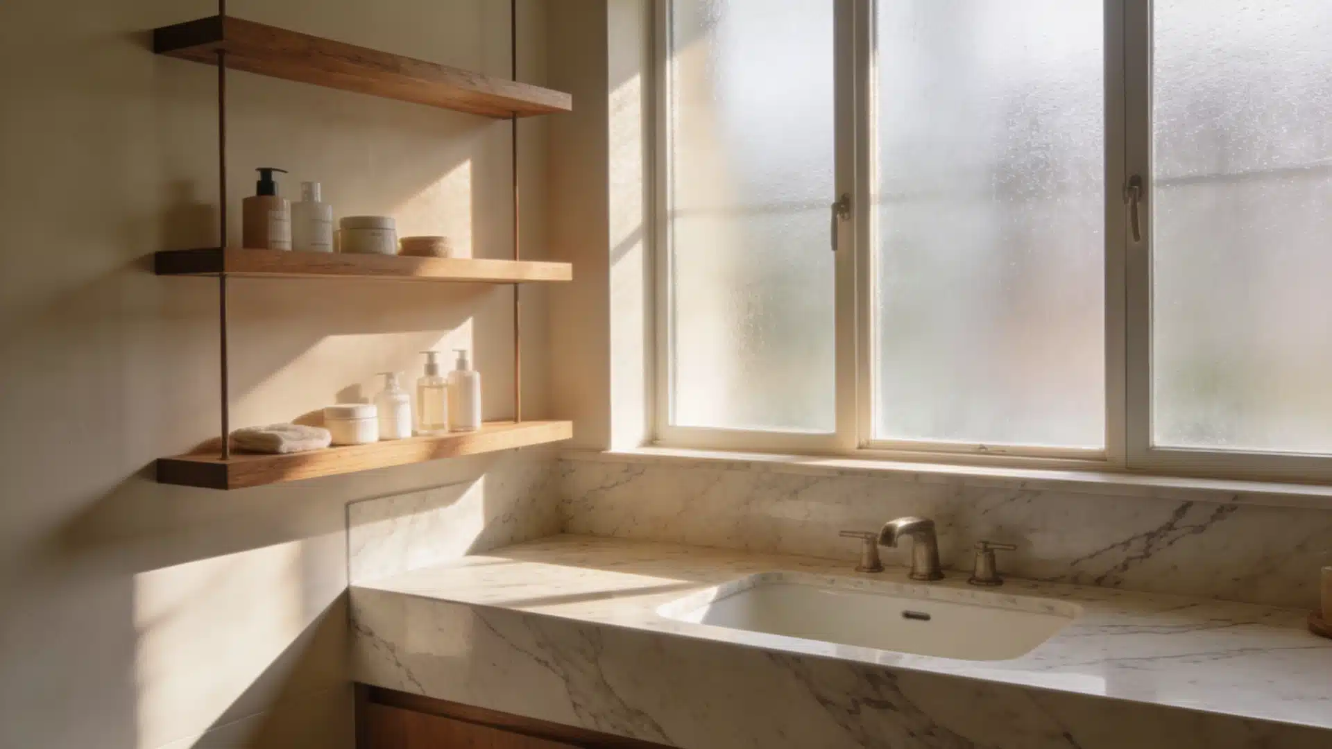 A bathroom featuring a window and a sink, with natural light illuminating the space