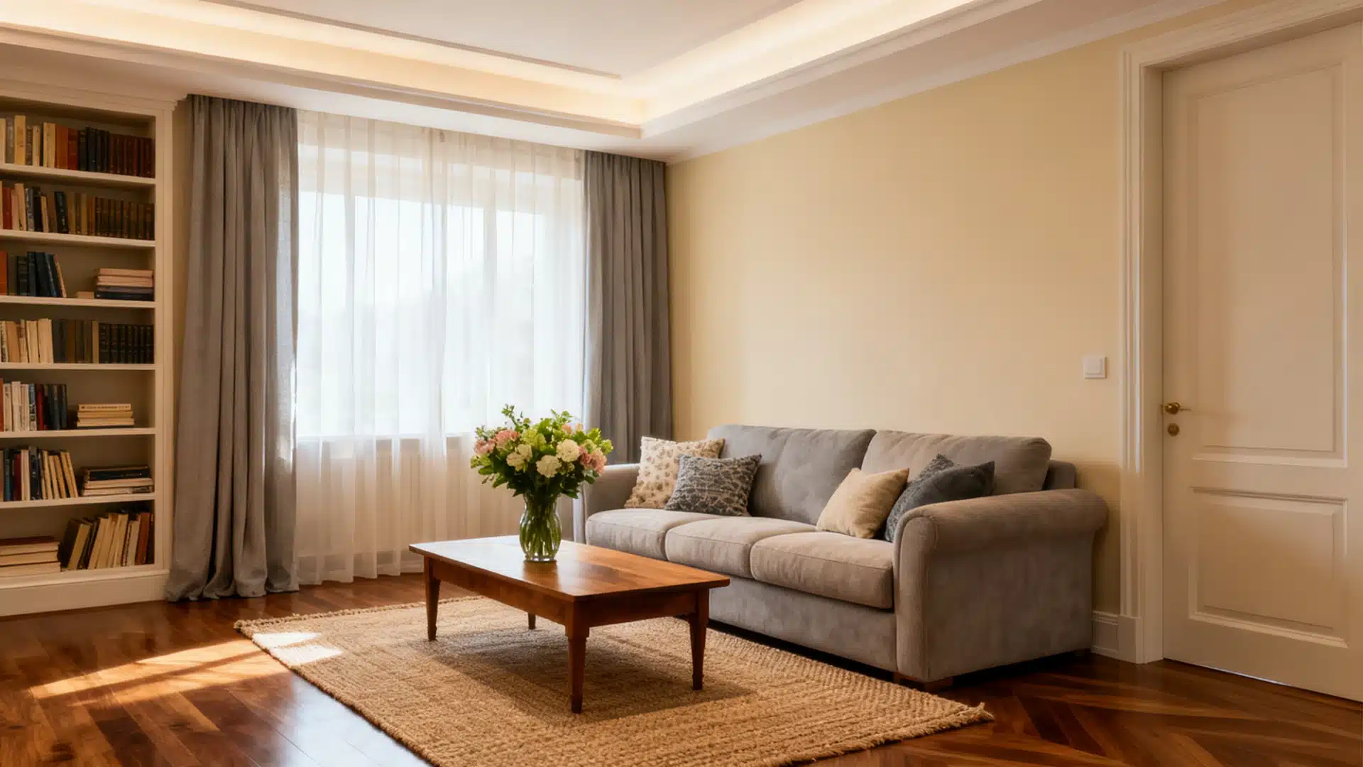Freshly painted home interior with clean walls and modern decor after completing a house interior painting project
