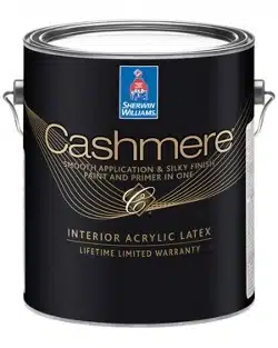 A can of Sherwin-Williams Cashmere Interior Acrylic Latex