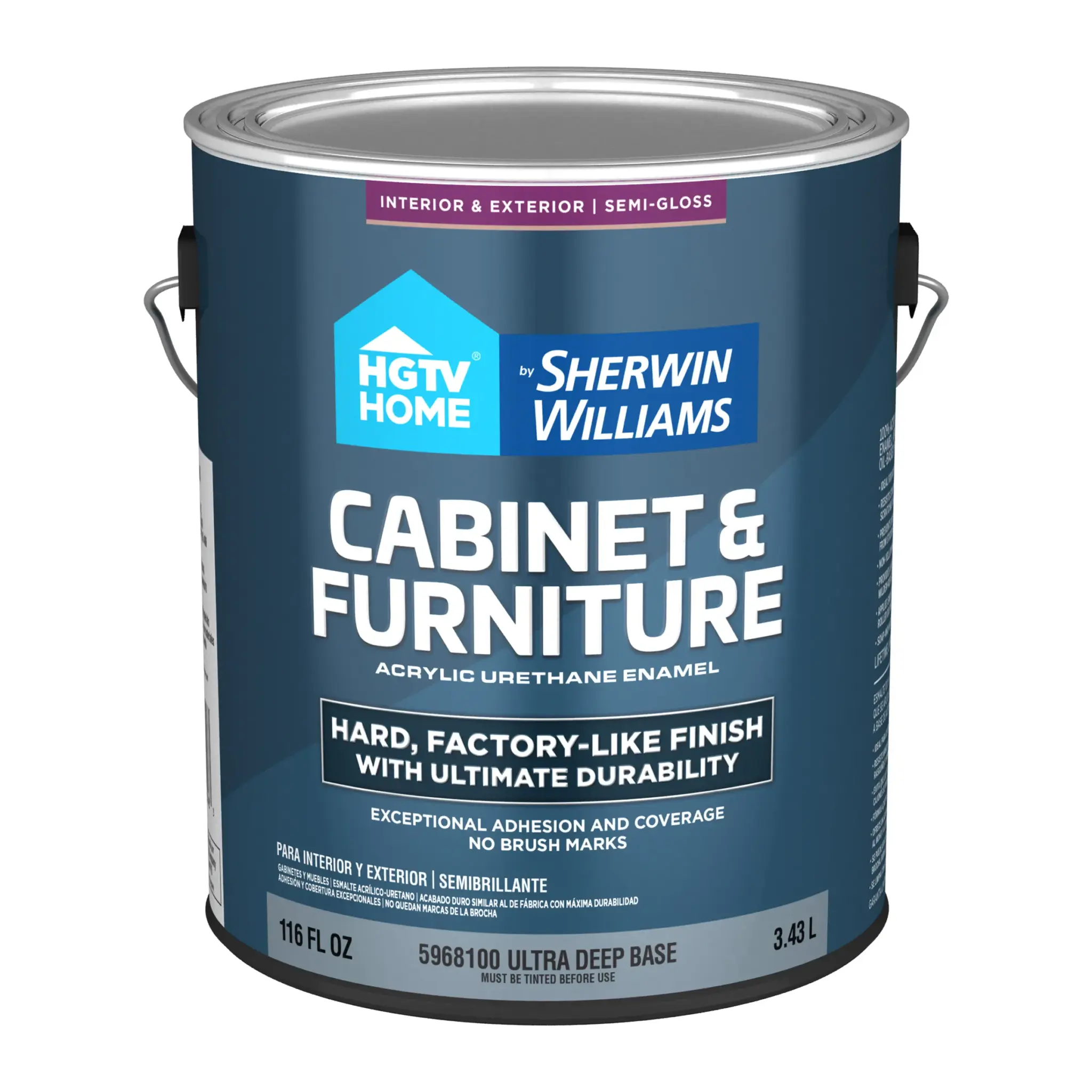 A can of HGTV Home by Sherwin-Williams Cabinet & Furniture Paint