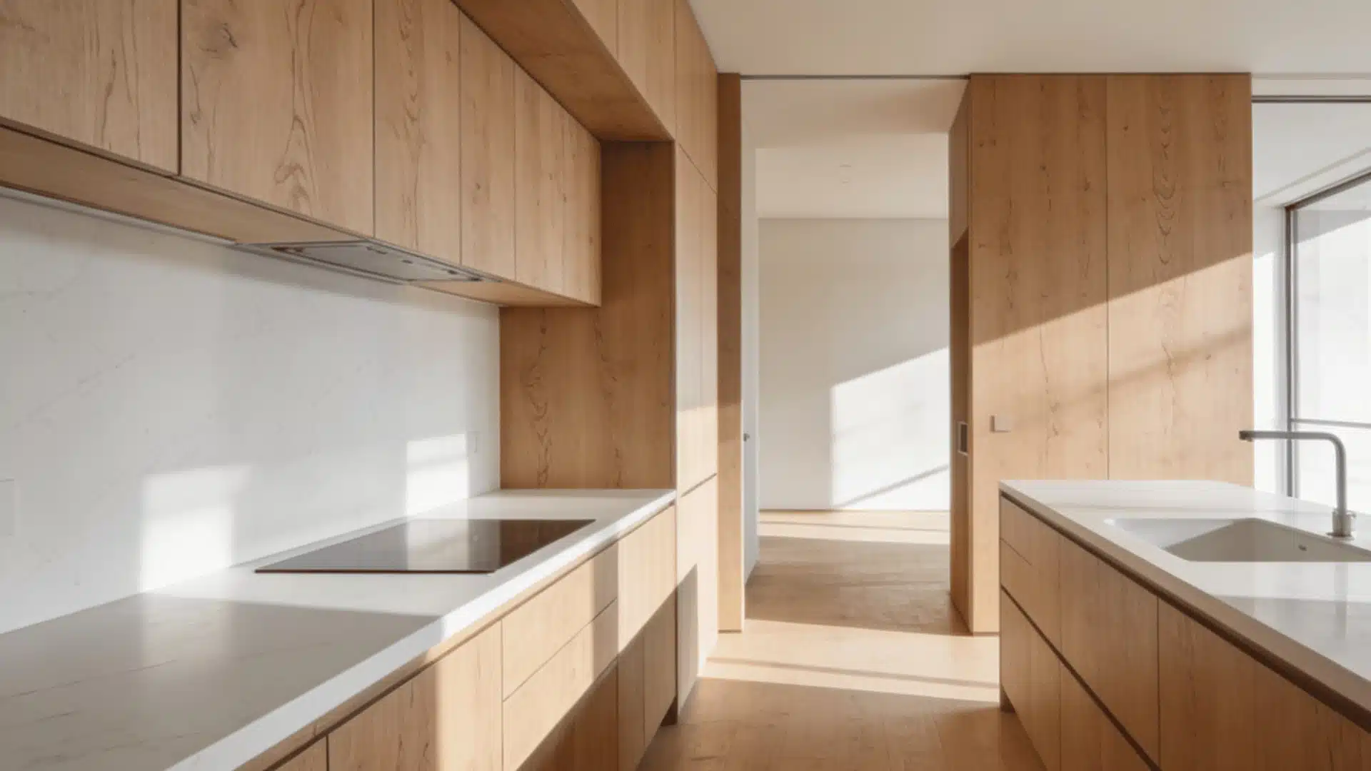 A kitchen adorned with wooden cabinets and a window enhancing the space with natural light