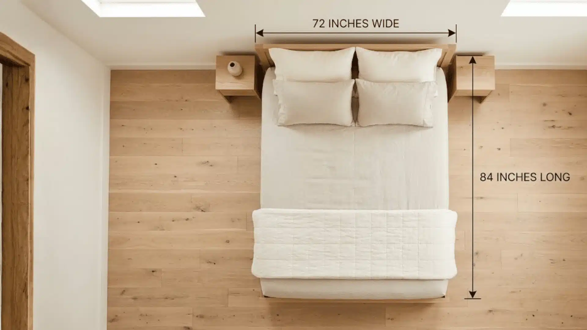 California king bed size shown from above with 72 x 84-inch dimensions