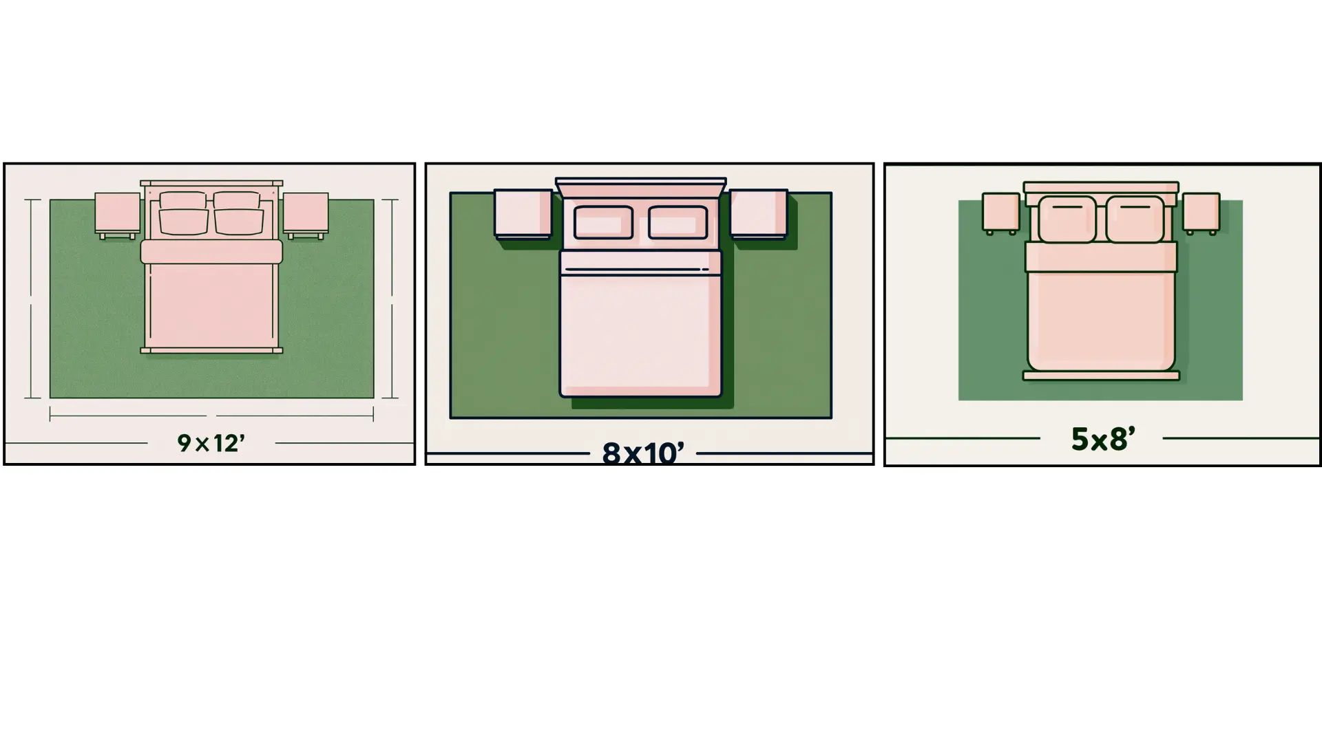 Diagram showing the dimensions of a queen bed versus a king bed, aiding in selection based on room size and comfort.
