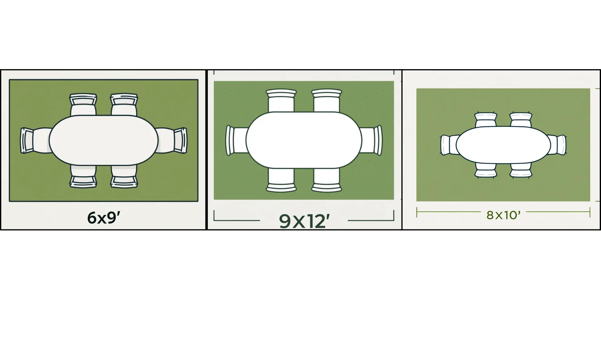 Dimensions of a dining table accompanied by four chairs, designed for compact spaces.
