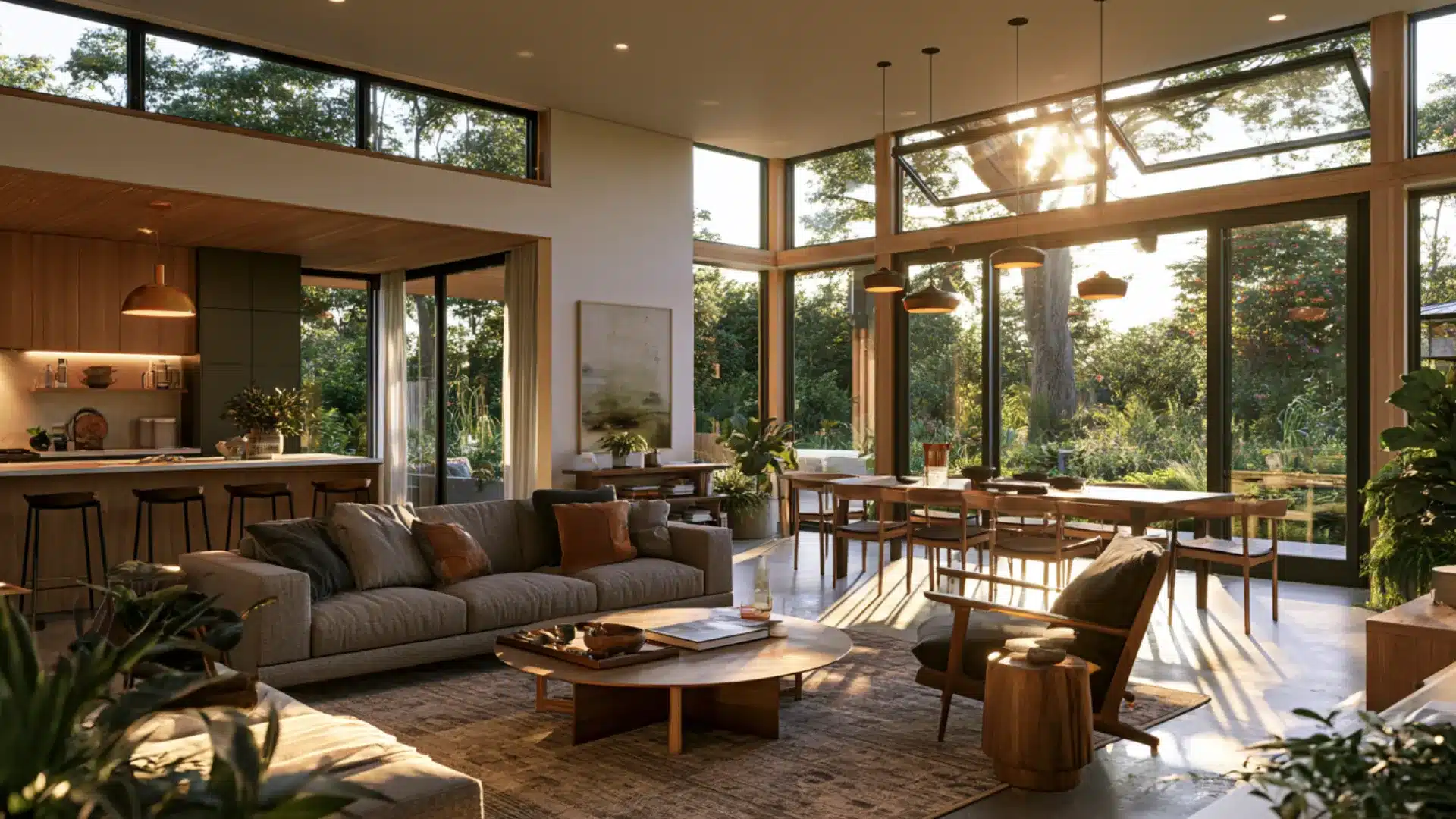Open provide natural ventilation in a bright modern interior.