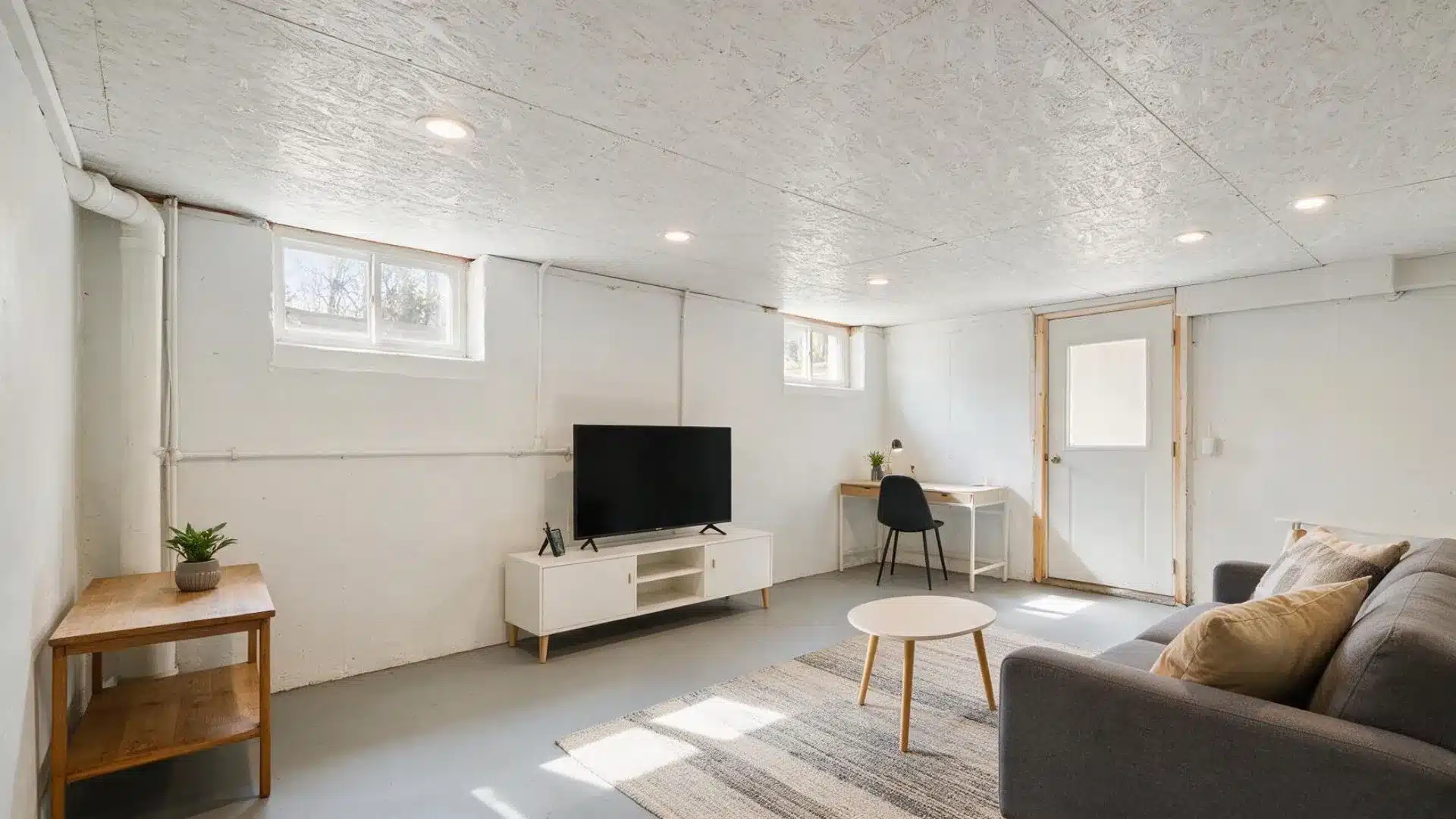 A cozy living room featuring a couch, a television, and a window allowing natural light to enter the space.